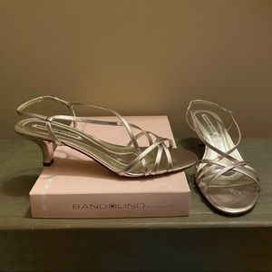 Strappy Gold Kitten Heel Leather Sandal